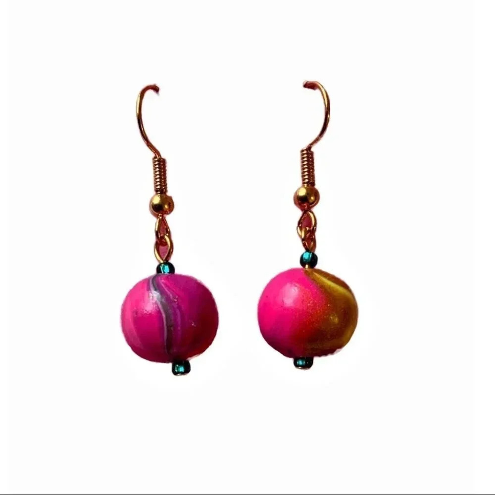 KVITKA CREATIONS Pink Handmade Beaded Earrings